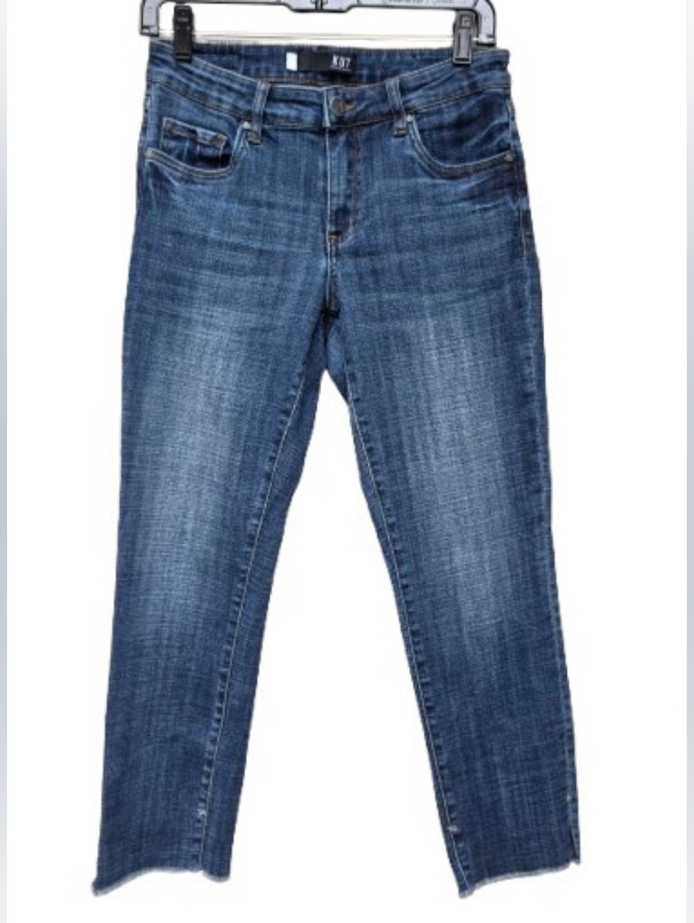 Kut from the Kloth Catherine Straight Leg Blue Crop Jeans Ankle Cotton